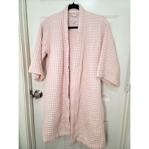 NORDSTROM Women's Waffle Textured Bathrobe Kimono Style With Belt Pink Size S - Picture 2 of 14